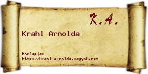 Krahl Arnolda névjegykártya
